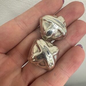 Vintage Mexico Sterling Silver Square Cross Clip Earrings